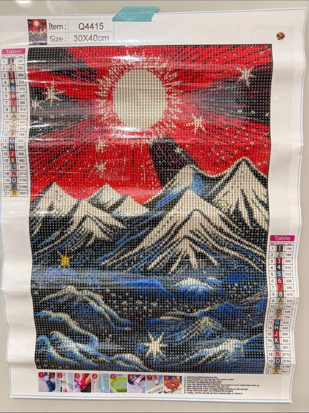 Red and Blue Mountain Diamond Art Painting Kit 30x40cm